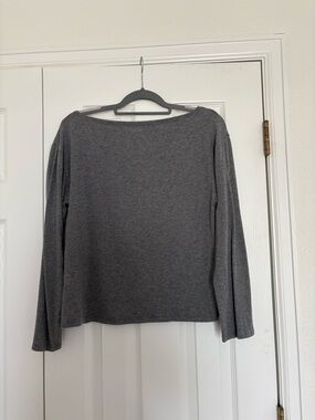 Abercrombie & Fitch Charcoal Long Sleeve Boatneck Top